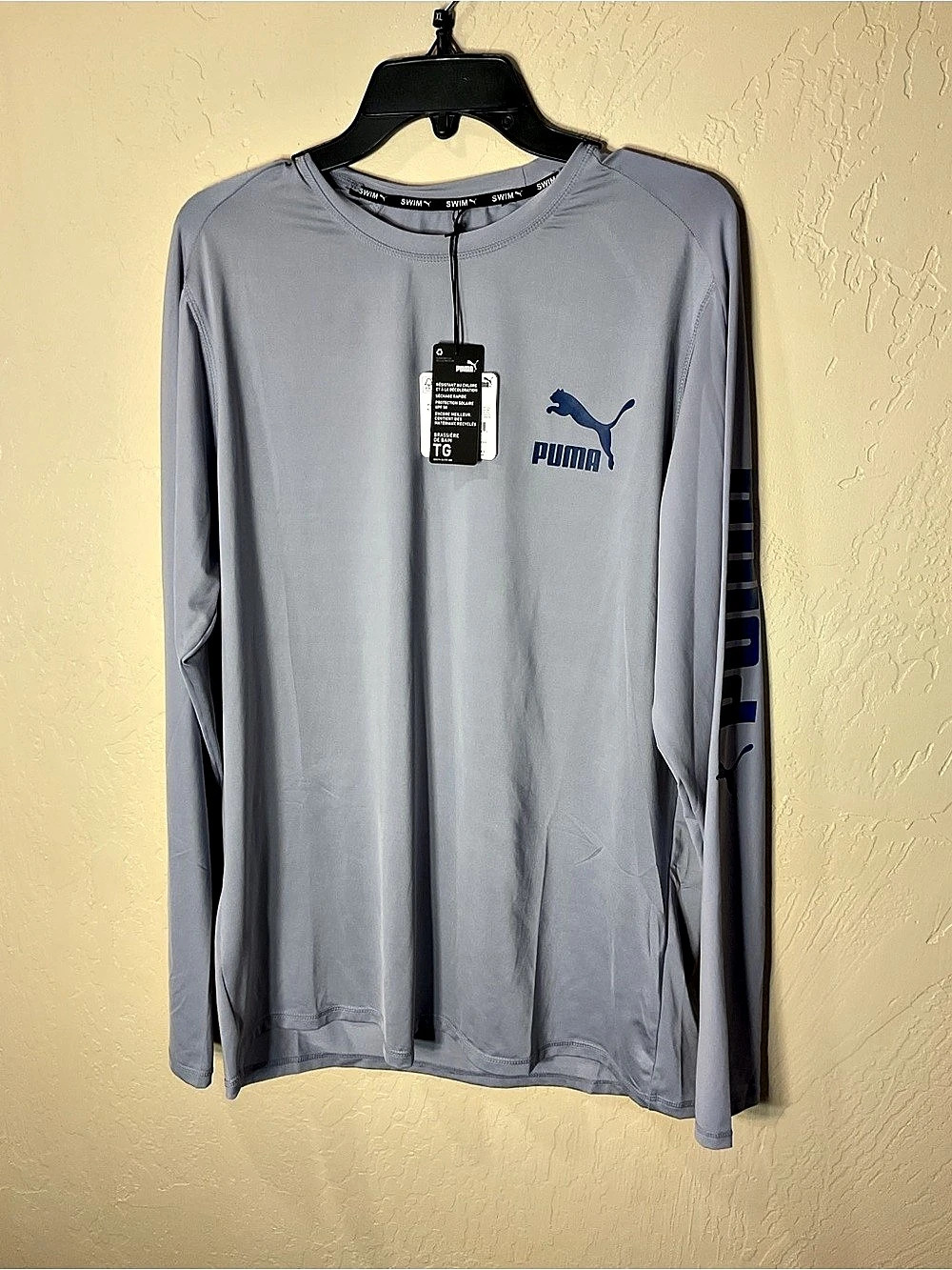 Puma Swim Long Sleeve Rash Guard Gray & Blue XL